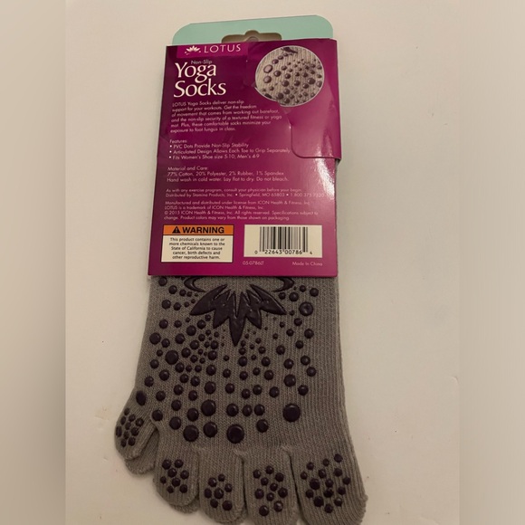 Lotus Non-Slip Yoga Socks Women’s (shoe size 4-10) Men’s (shoe size 4-9) - Picture 3 of 6